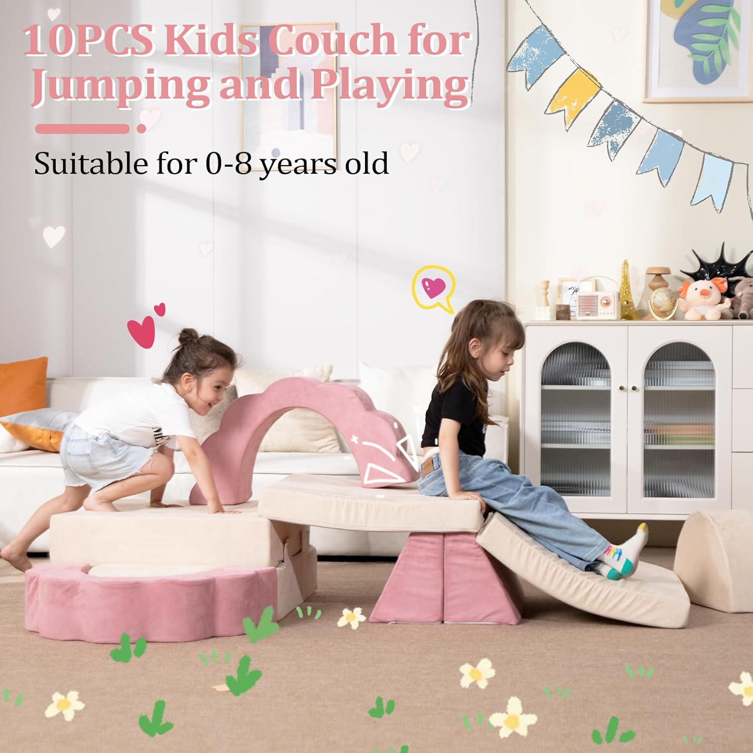 Alternative view of LOAOL Kids Couch 10PCS, Modular Kids Play Couch, Multifunctional Foam Toddler Sofa, Imaginative Convertible Play Sofa for Playroom