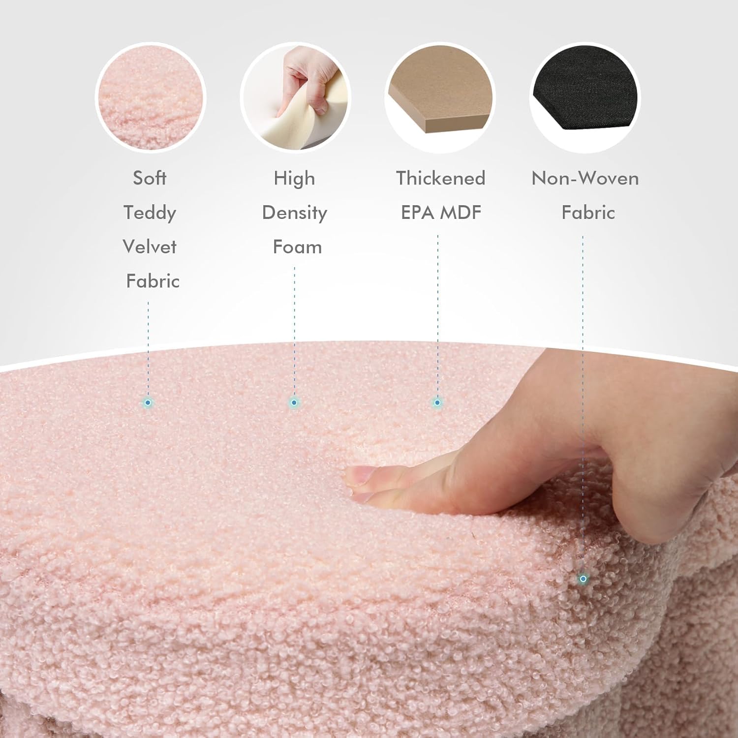 B FSOBEIIALEO Storage Ottoman Cube, Flowers Shaped Ottomans with Storage Foot Stool Footrest for Lving Room, Boucle Ottoman Seat for Dorm Room,Faux Teddy Fur, Pink 12.6"x12.6"x12.6" - Image 6