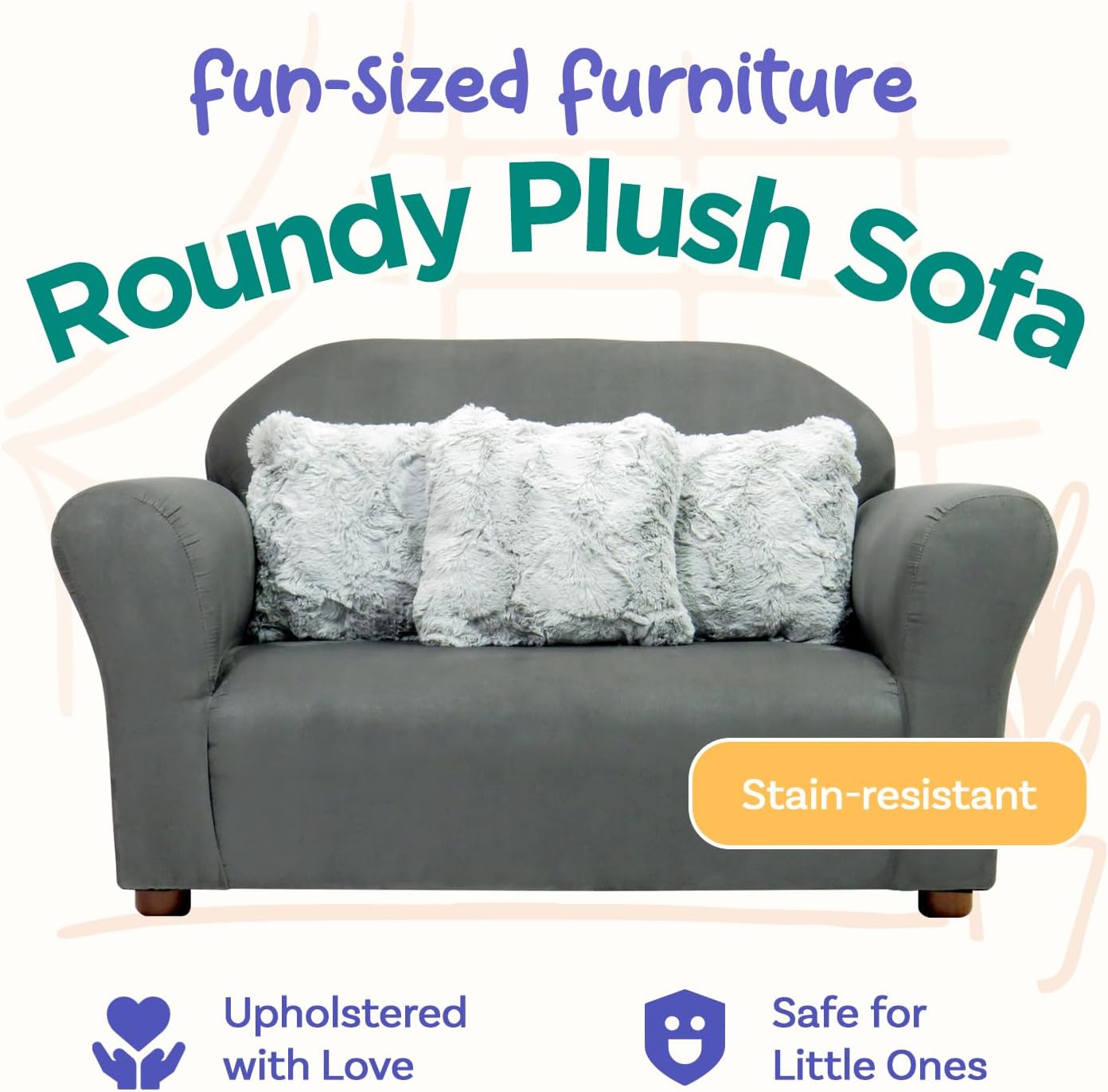 Alternative view of Keet Roundy Childrenu2019s Sofa u2013 Durable Wooden Frame, Soft Microsuede Upholstery, Ergonomic & Padded Seat, Comfortable Toddler Couch for Ages 2u20135, Ideal for Bedrooms, Playrooms & Daycares.
