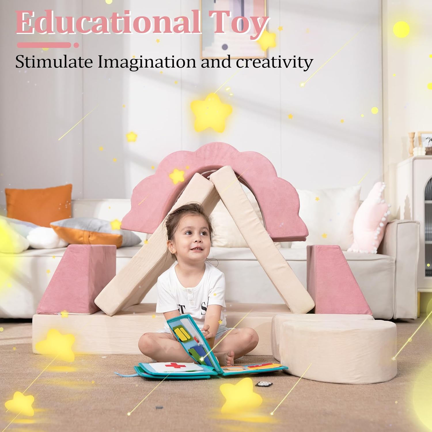 LOAOL Kids Couch 10PCS, Modular Kids Play Couch, Multifunctional Foam Toddler Sofa, Imaginative Convertible Play Sofa for Playroom - Image 5