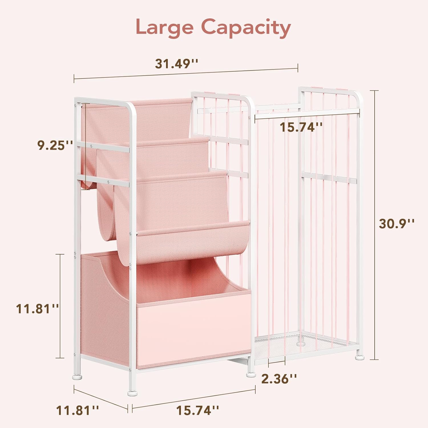 Alternative view of BBLIKE Kids Bookshelf and Stuffed Animal Storage - Multi-Function Nursery Book Shelves with Toy Box and PVC Book Display, Toy Organizer for Playroom, Bedroom, Nursery, Pink