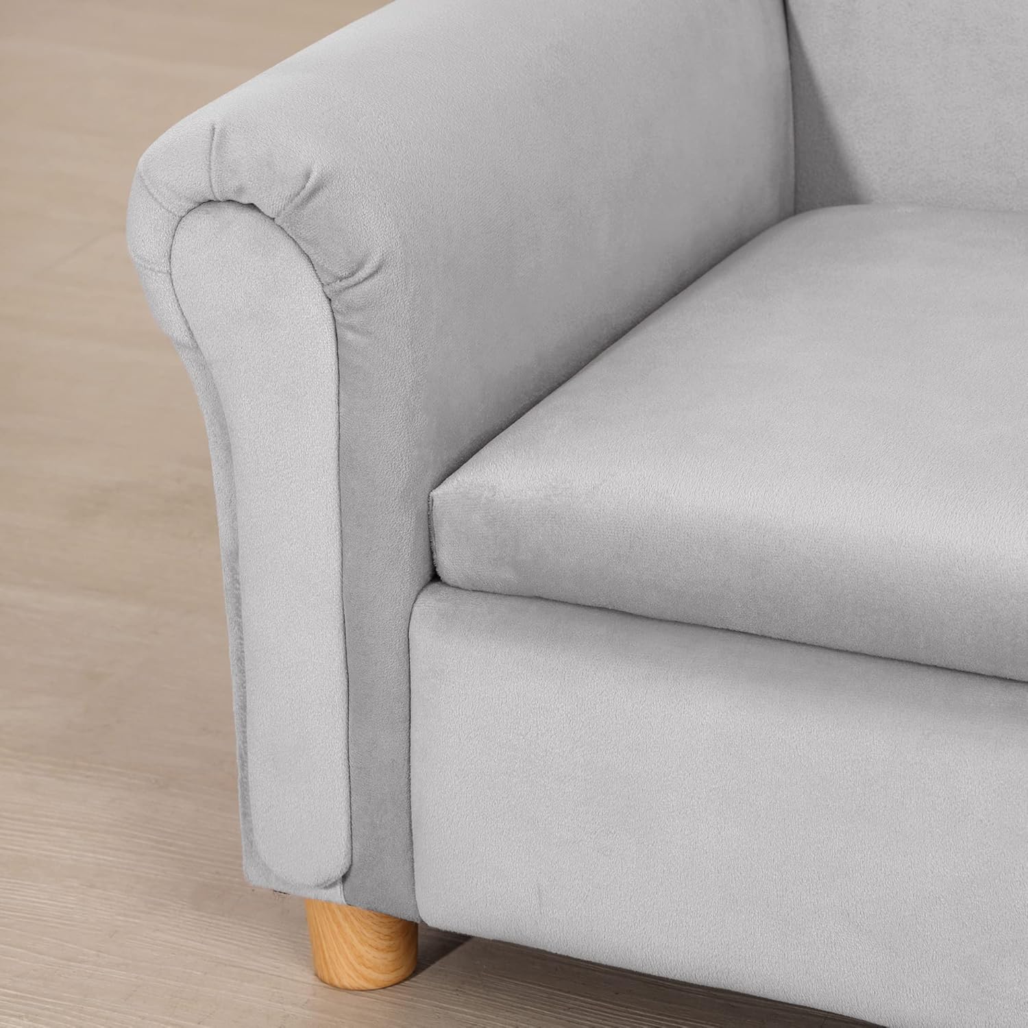 Qaba Ergonomic Foam Kids Sofa with Inner Toy Storage Chest, Velvet Kids Couch with Soft Arms, Children's Lounge Furniture, Gray - Image 7