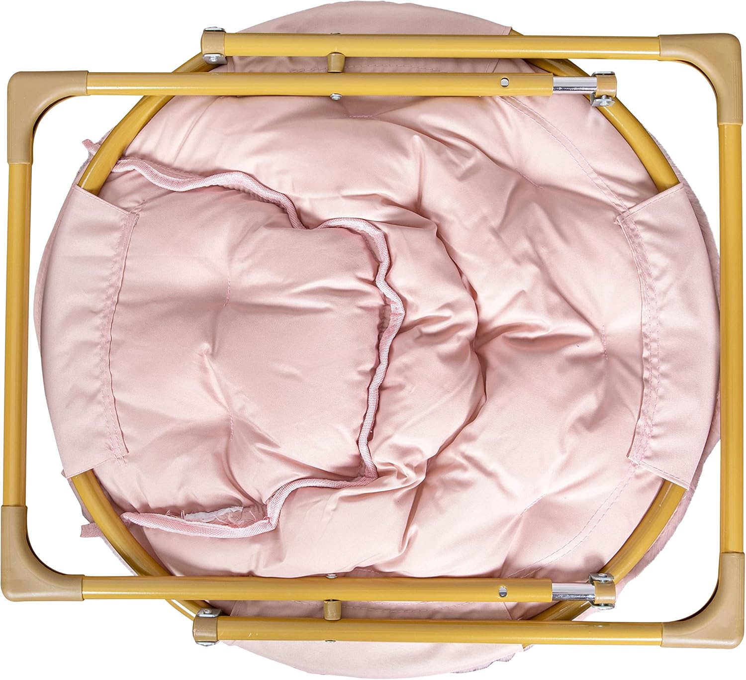 Flash Furniture Gwen Kids Cozy Mini Folding Saucer Chair - Blush Faux Fur Moon Chair - Soft Gold Metal Frame - 23" Portable Folding Chair For Living Room or Bedroom - Image 6