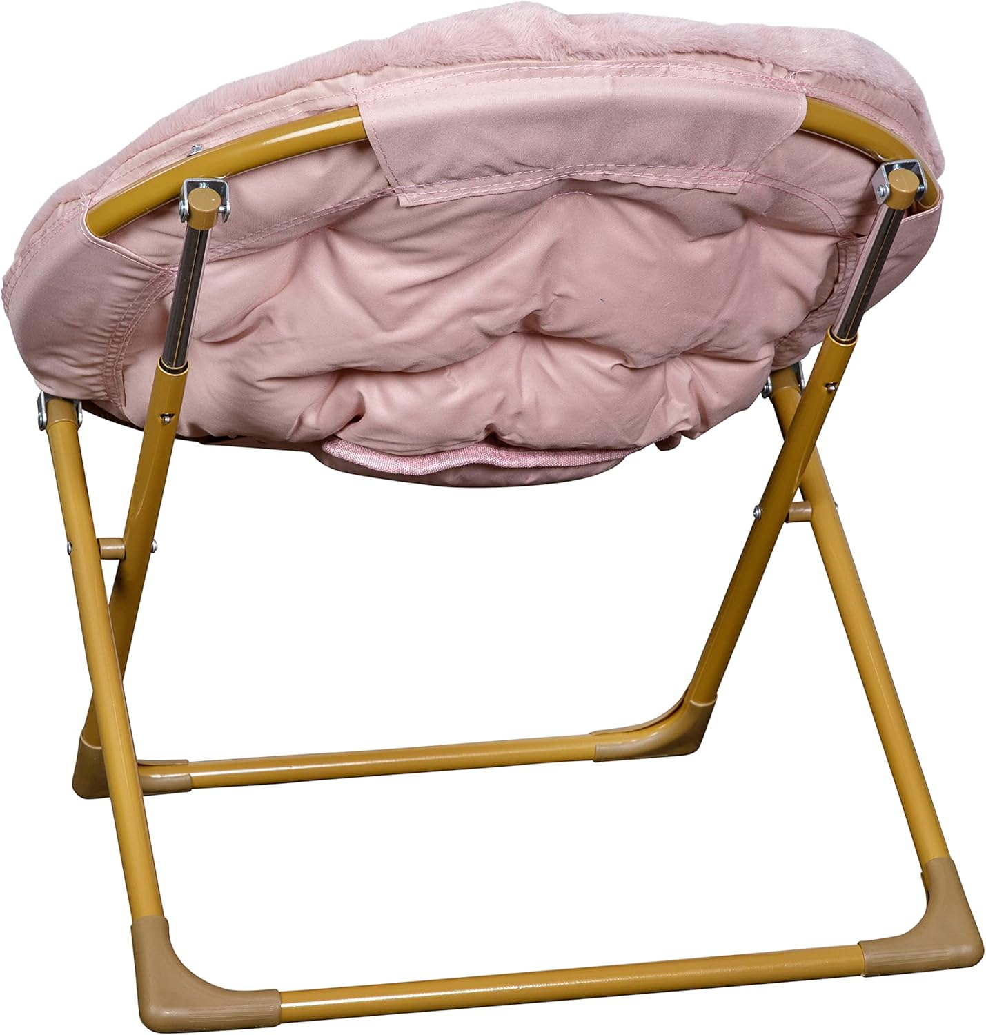 Flash Furniture Gwen Kids Cozy Mini Folding Saucer Chair - Blush Faux Fur Moon Chair - Soft Gold Metal Frame - 23" Portable Folding Chair For Living Room or Bedroom - Image 7