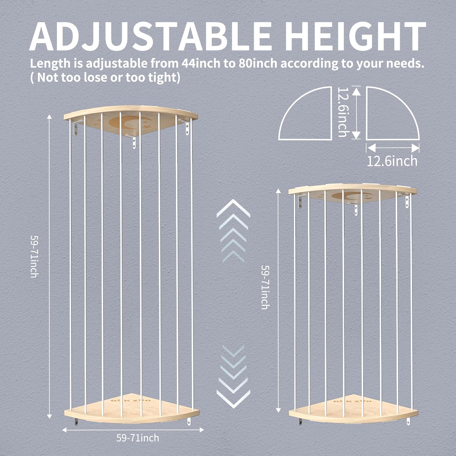 Zayysoha Corner Stuffed Animal Storage Zoo, 16" Large Adjustable Solid Wood Plush Toy Organizer, Hanging Stuffie Holder Shelf & Cage with Engraved Dinosaur Star Moon for Kids Nursery Playroom