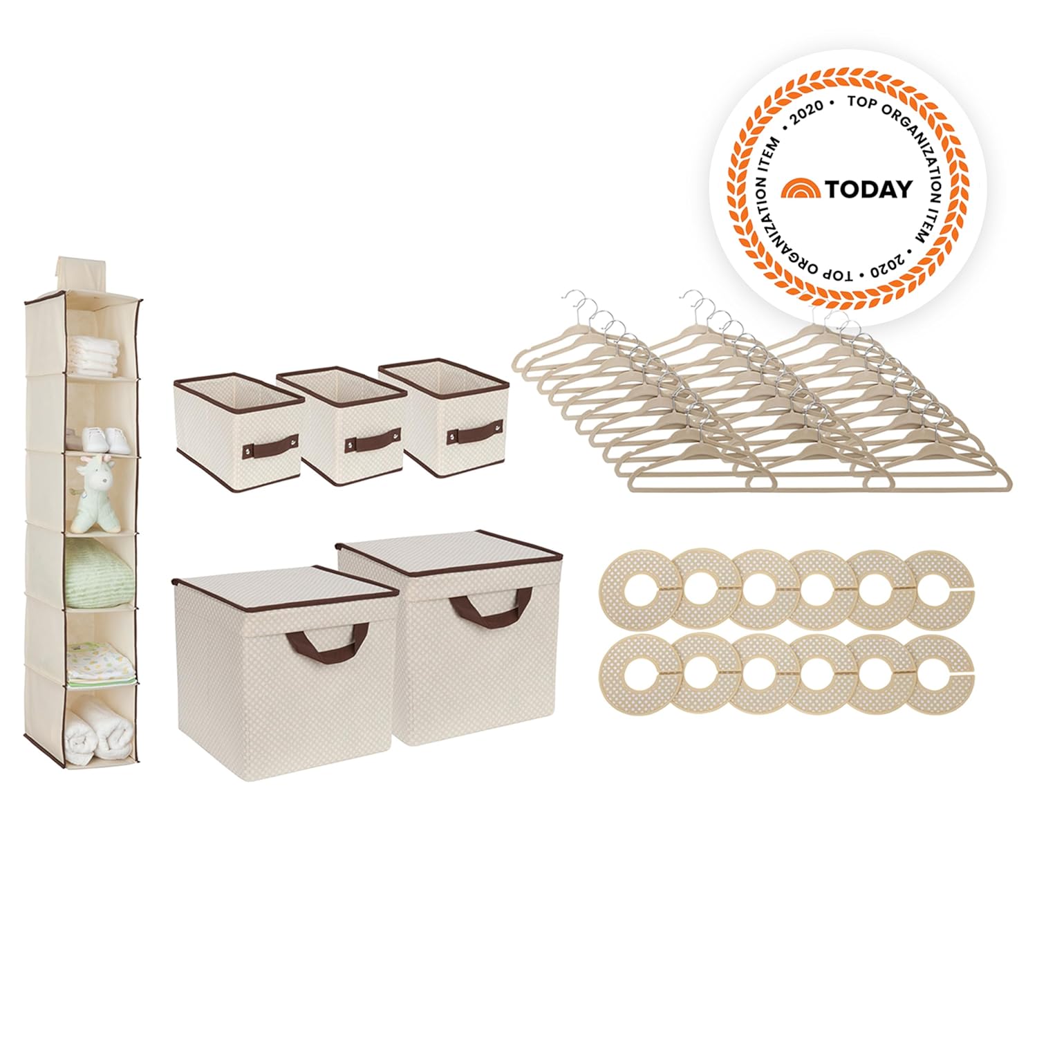 Alternative view of Delta Children Nursery Storage 48 Piece Set - Easy Storage/Organization Solution - Keeps Bedroom, Nursery & Closet Clean, Beige