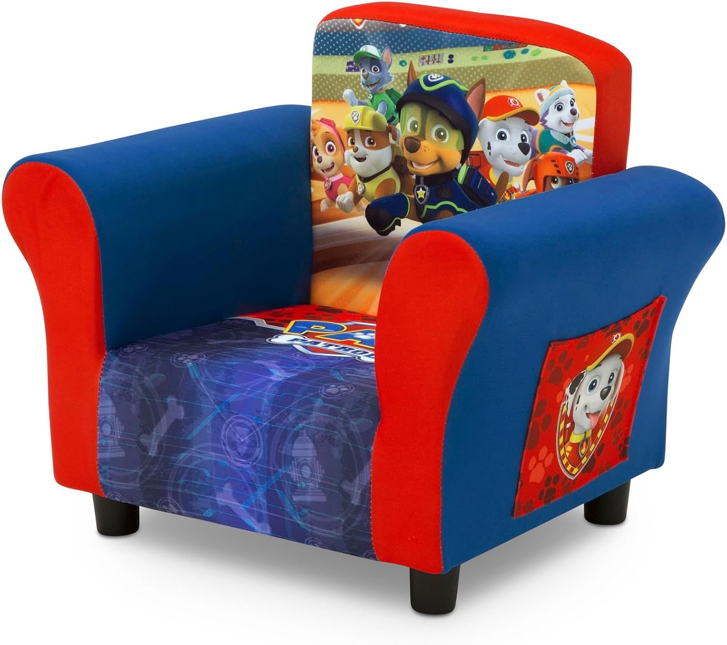 Alternative view of Delta Children Upholstered Chair with PAW Patrol Graphics, Wood Frame, Plush Foam Padding, Side Pockets, for Toddlers and Kids