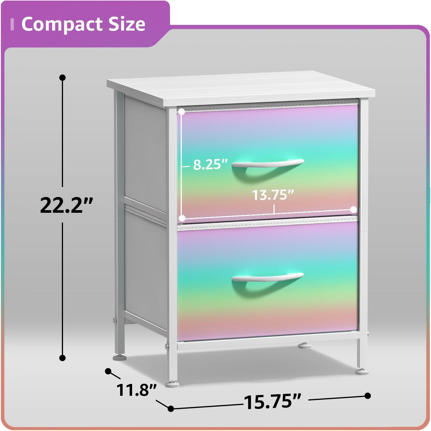 Alternative view of Sorbus Nightstand with 2 Drawers - Kids Bedside Furniture End Table Night Stand - Steel Frame, Wood Top & Easy Pull Fabric Bins - Dresser & Chest for Home, Bedroom Accessories, Office & College Dorm