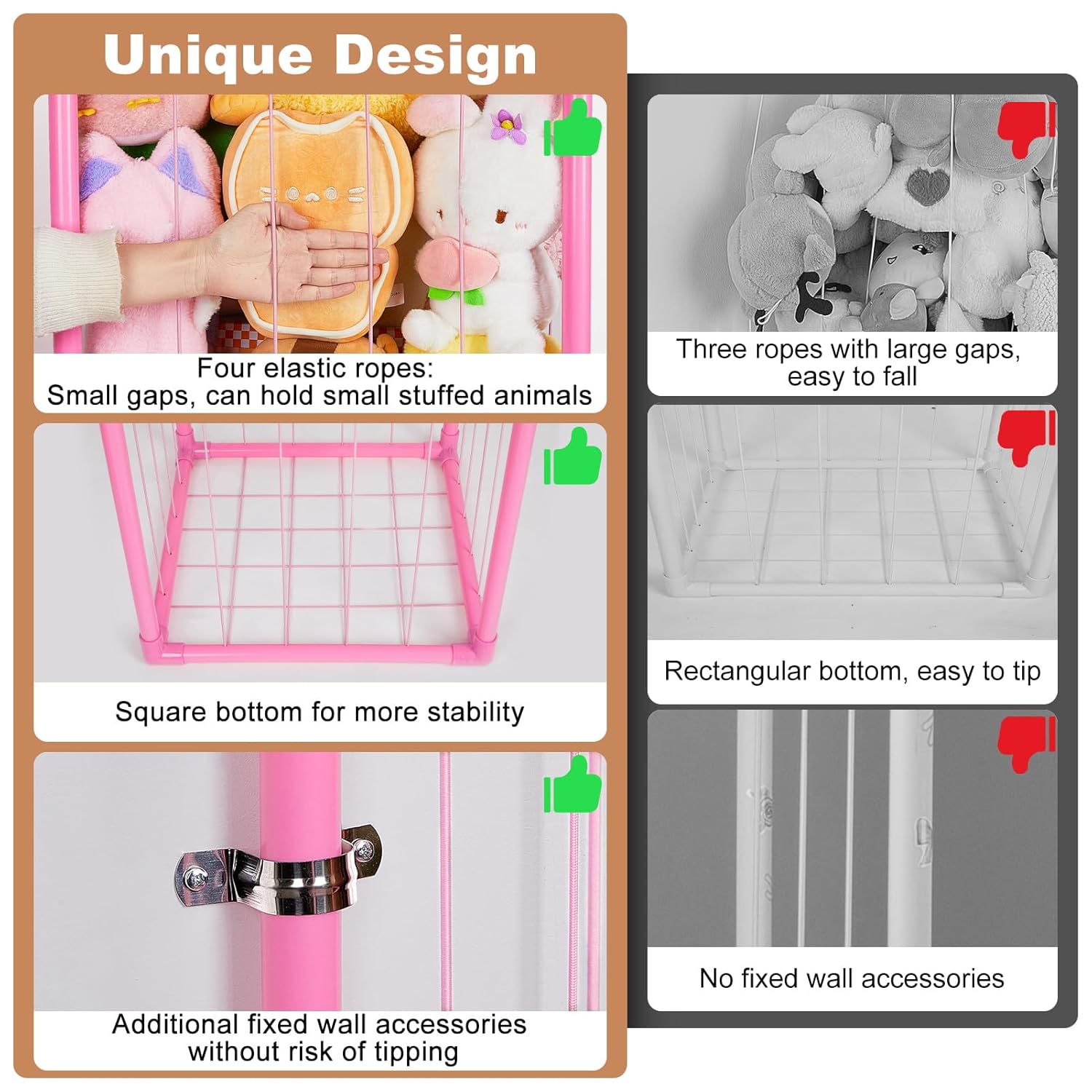 Alternative view of Basumee Stuffed Animals Storage Zoo Kids Plushies Storage Stuffed Animals Holder with Two Rainbow Straps PVC Tube Stuffy Toy Storage Organizer for Girls Boys Nursery Playroom Room Bedrooms, Pink