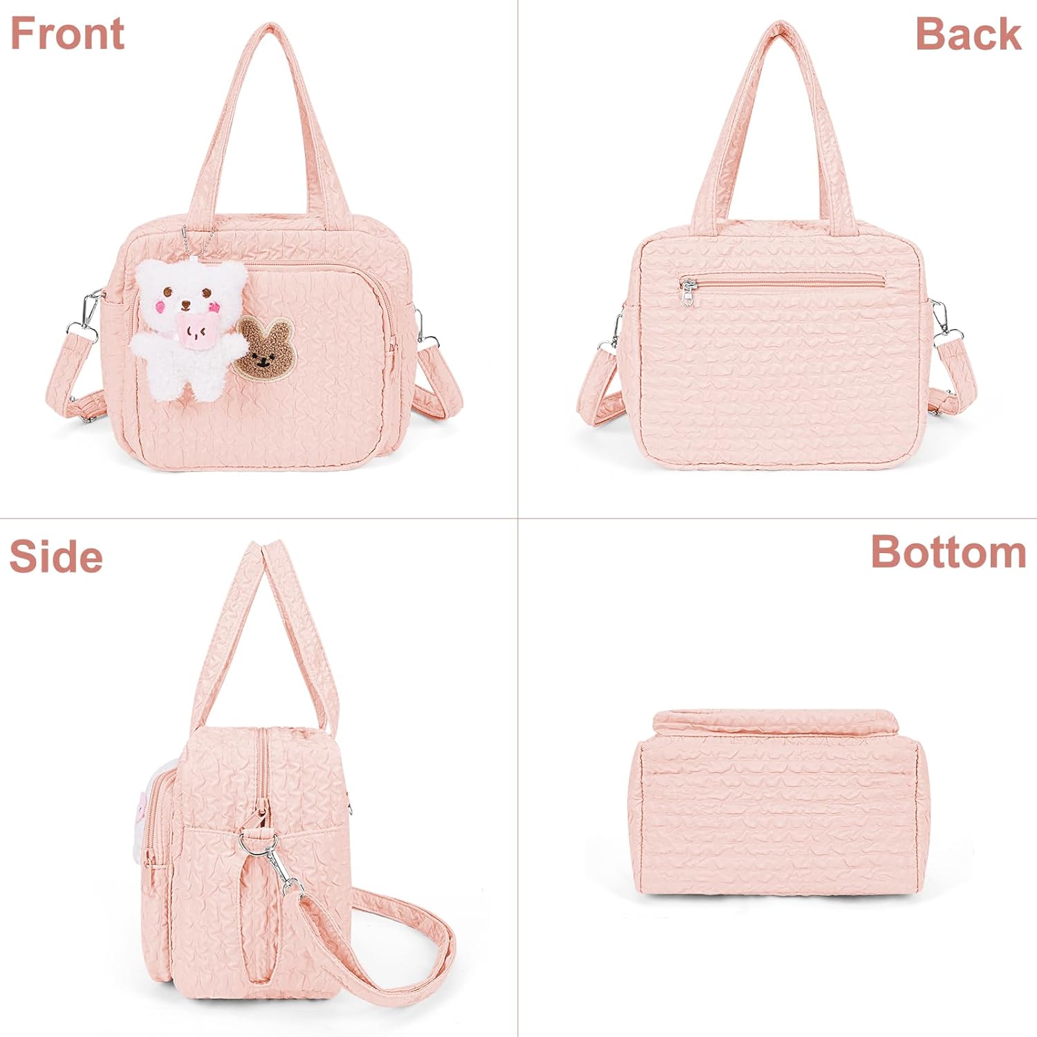 Lushandy Baby Diaper Bag Tote, Mom Bag Crossbody Diaper Bags Baby Travel Bags for Girl Pañaleras Para Bebe (Pink, Small)