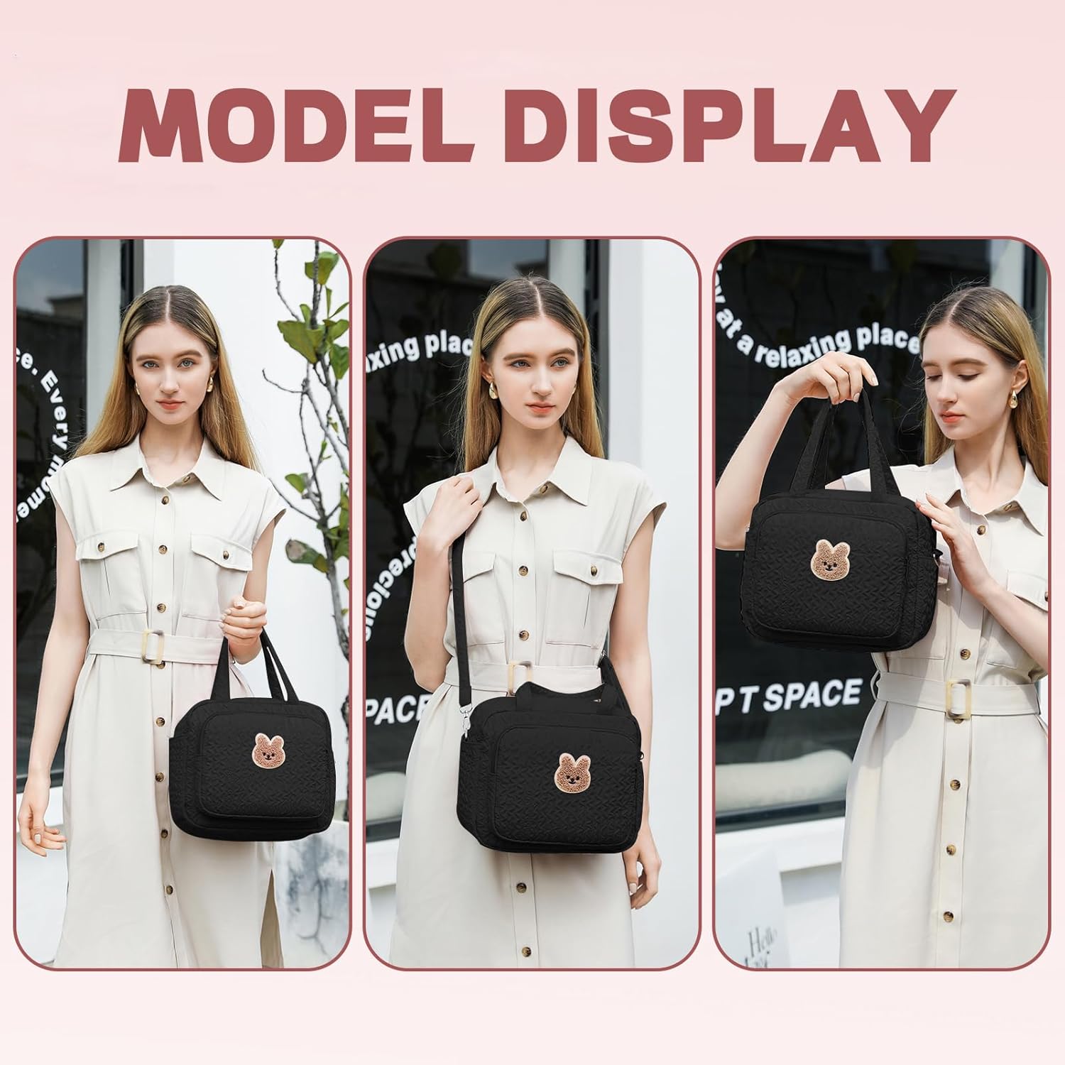 Small Diaper Bag Tote, Crossbody Diaper Bag Mini Purse with 8 Pockets, Travel Baby Bag for boys & Girls, 2 Insulated Pockets, Black