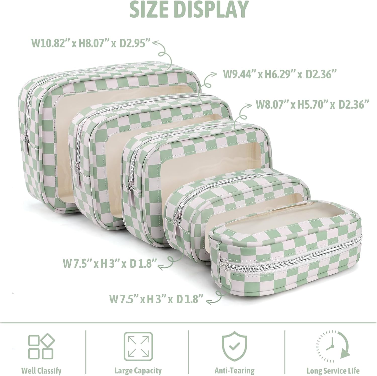 Alternative view of 5PCS Diaper Bag Organizer Pouch Set,TSA Approved Toiletry Bag, Waterproof TPU Makeup Bag Set, Travel Organizer Bags for Women and Kids