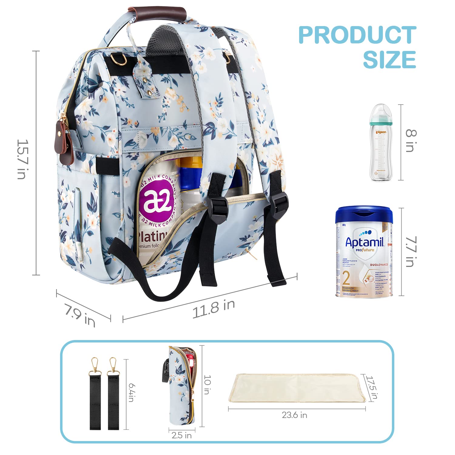 LitBear Diaper Bag Backpack, Fashion Large Capacity Multifunction Nappy Bags