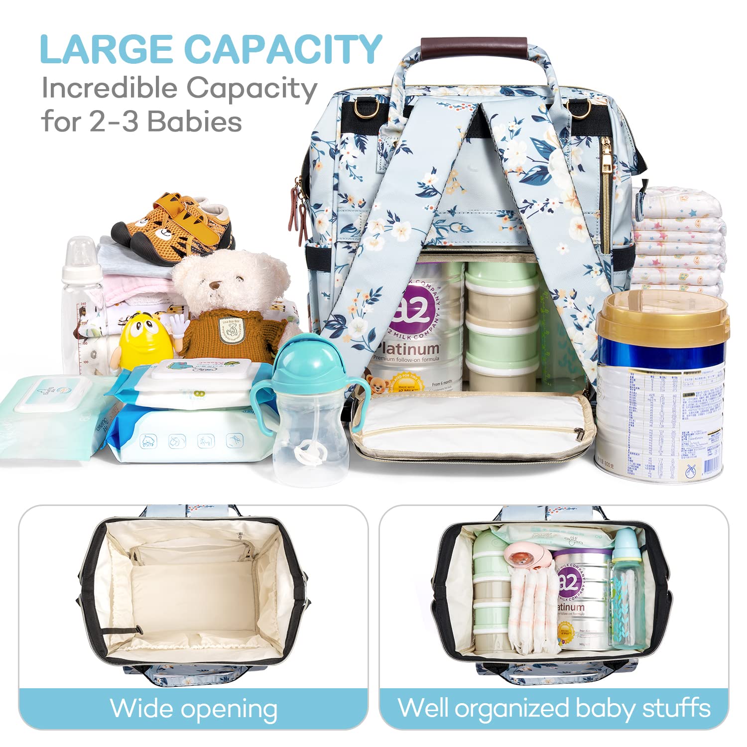 Alternative view of LitBear Diaper Bag Backpack, Fashion Large Capacity Multifunction Nappy Bags