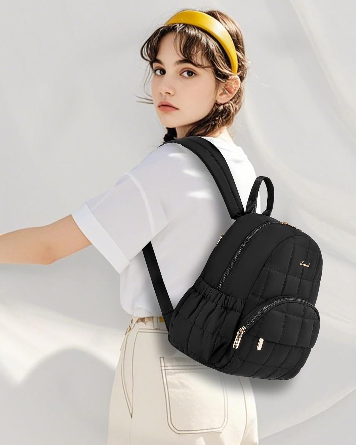 LOVEVOOK Small Backpack Purse for Women, Mini Puffer Backpack with Anti-theft Pocket, Lightweight Quilted Casual Daypack for Daily Work & Travel