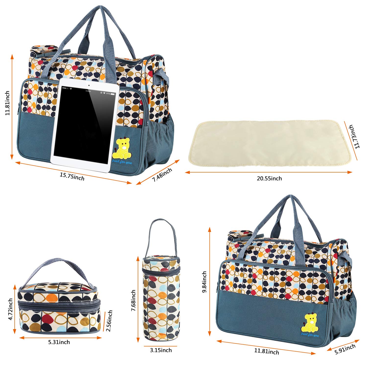 Alternative view of Moclever 5PCS Diaper Bag Tote Set for Baby Essentials u2013 Large Baby Bags for Mom, Waterproof Maternity Bags with Bottle Bag, Food Bag & Changing Pad (Gray)