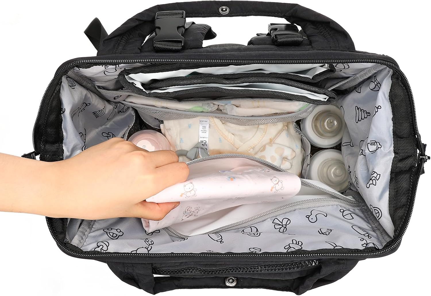 Alternative view of BELALIFE Baby Diaper Backpack Bag, Baby Essentials Travel Backpack for Moms Dads, with Changing Pad, Insulated Bottle Holders & Stroller Straps, Black