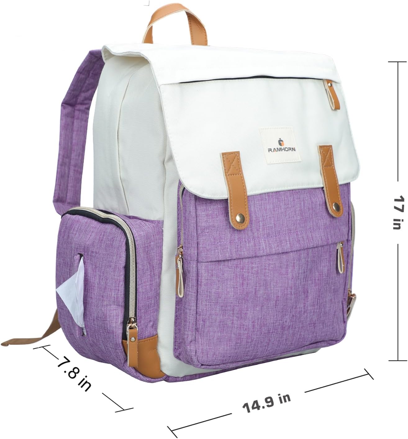 Alternative view of Ramhorn Diaper Bag Multifunction Travel Backpacks for Mom with Insulated Pockets and Laptop Compartment, purple