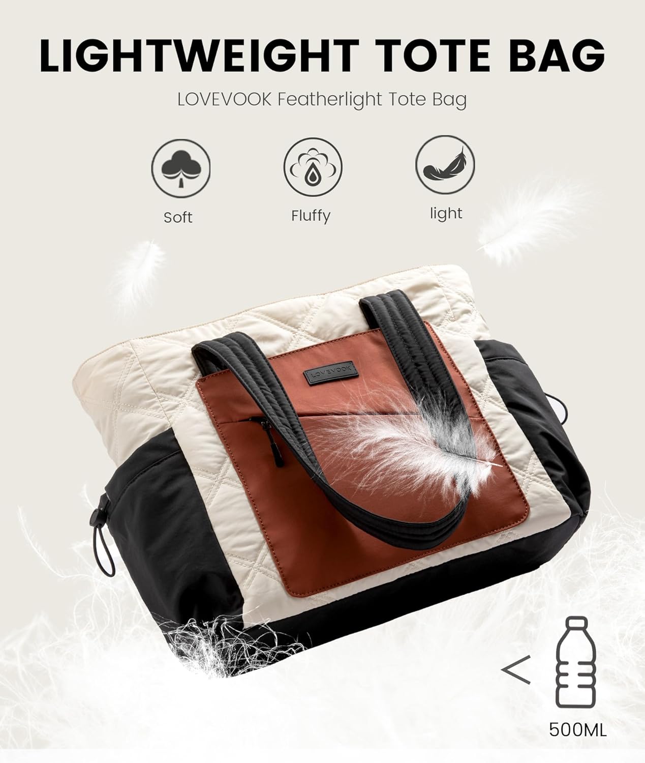 Alternative view of LOVEVOOK Tote Bag for Women, puffer tote bag for Work Travel Nurse, Lightweight quilted Bags with Compartments