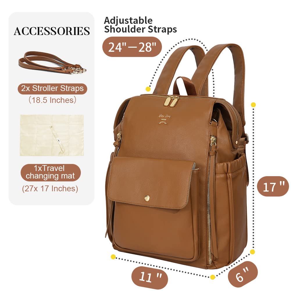 Alternative view of miss fong Diaper Bag Backpack Baby Diaper Bag for Girls and Boys, Leather Purse with 13 Pockets Diaper Bag Organizer,Changing Pad,Stroller Straps,4 Insulated Pockets