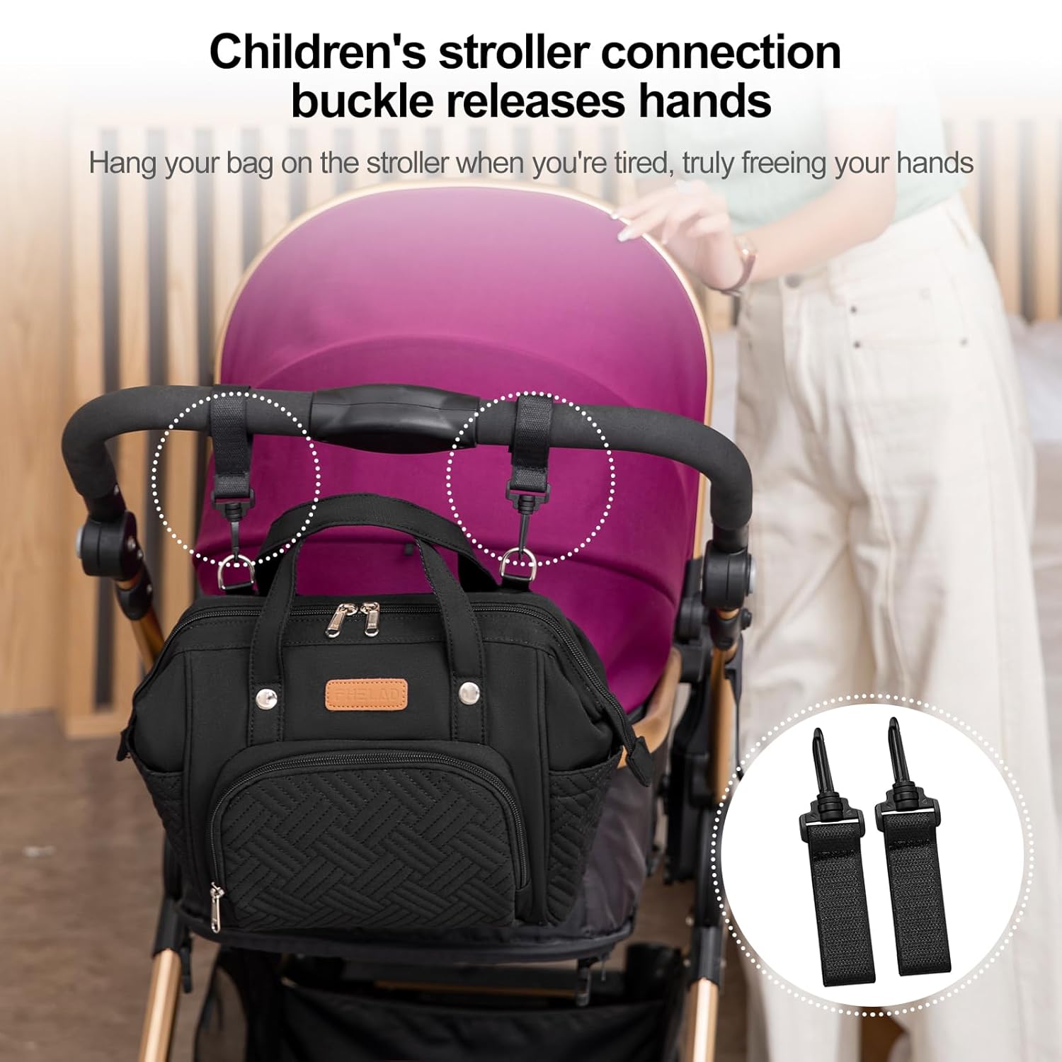 Alternative view of FHELAD Small Diaper Bag, Stroller Organizer with Insulated Cup Holder & Detachable Shoulder Strap, Convertible Diaper Bag Tote for Short Trip (Black) | 5 in 1 Diaper Bag, Short Trips & Daily
