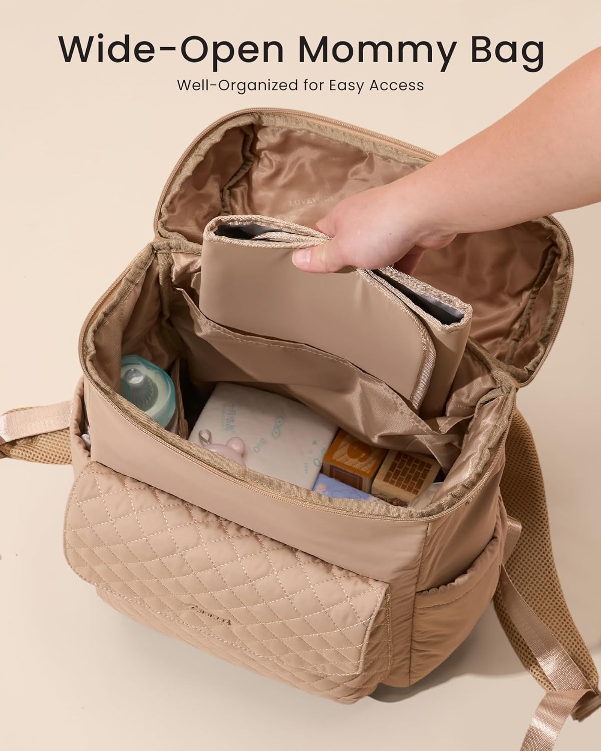 Alternative view of LOVEVOOK Diaper Bag Backpack, 3 in 1 Baby Bag with Changing Pad & Detachable Straps, Large Diaper Backpack for Mom Dad with Stroller Buckles