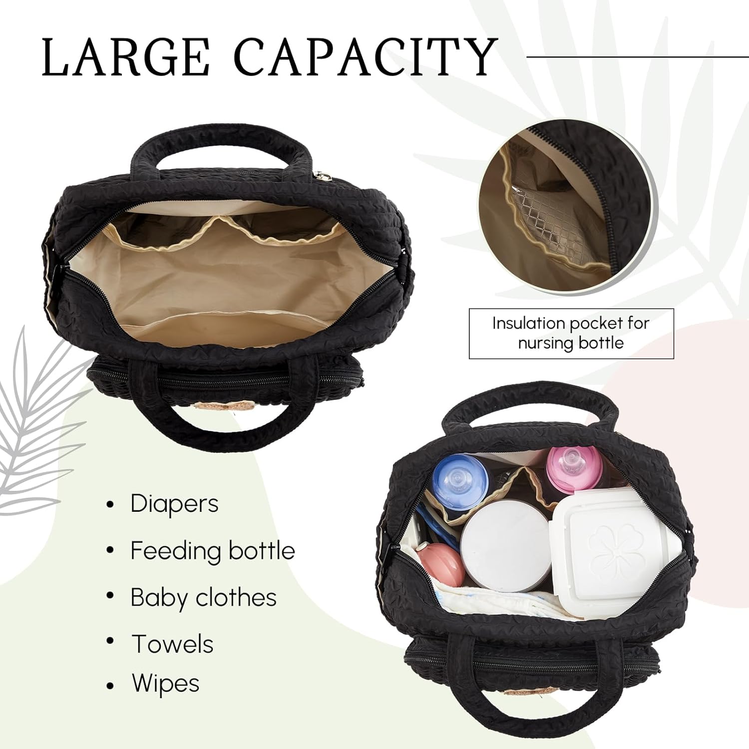 Alternative view of Bulyoou Small Diaper Bag Tote, Multifunction Bag with Silicone Pacifier Holder Case Travel Crossbody Handbag