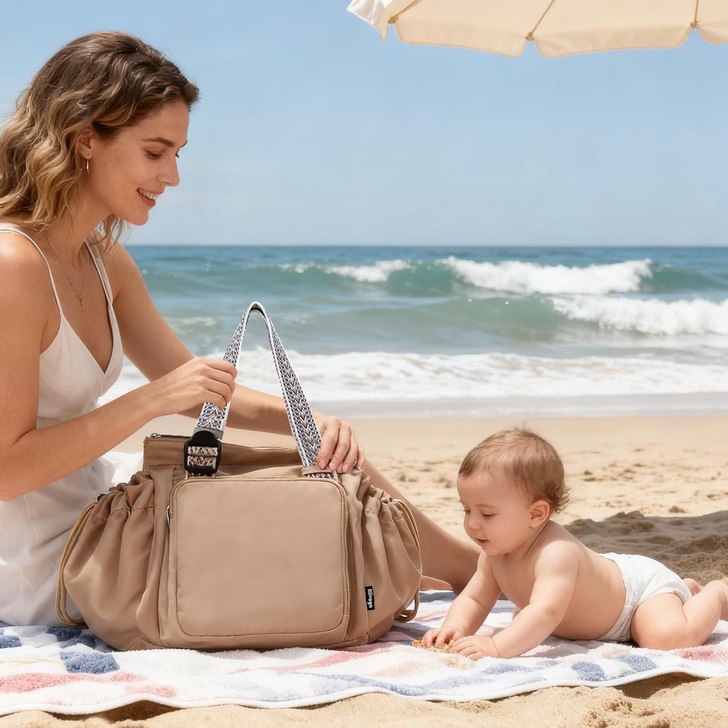 BIIVOYA Diaper Bag Tote for Women, Large Capacity Multipurpose Tote Backpack for Work & Travel, Everyday Tote