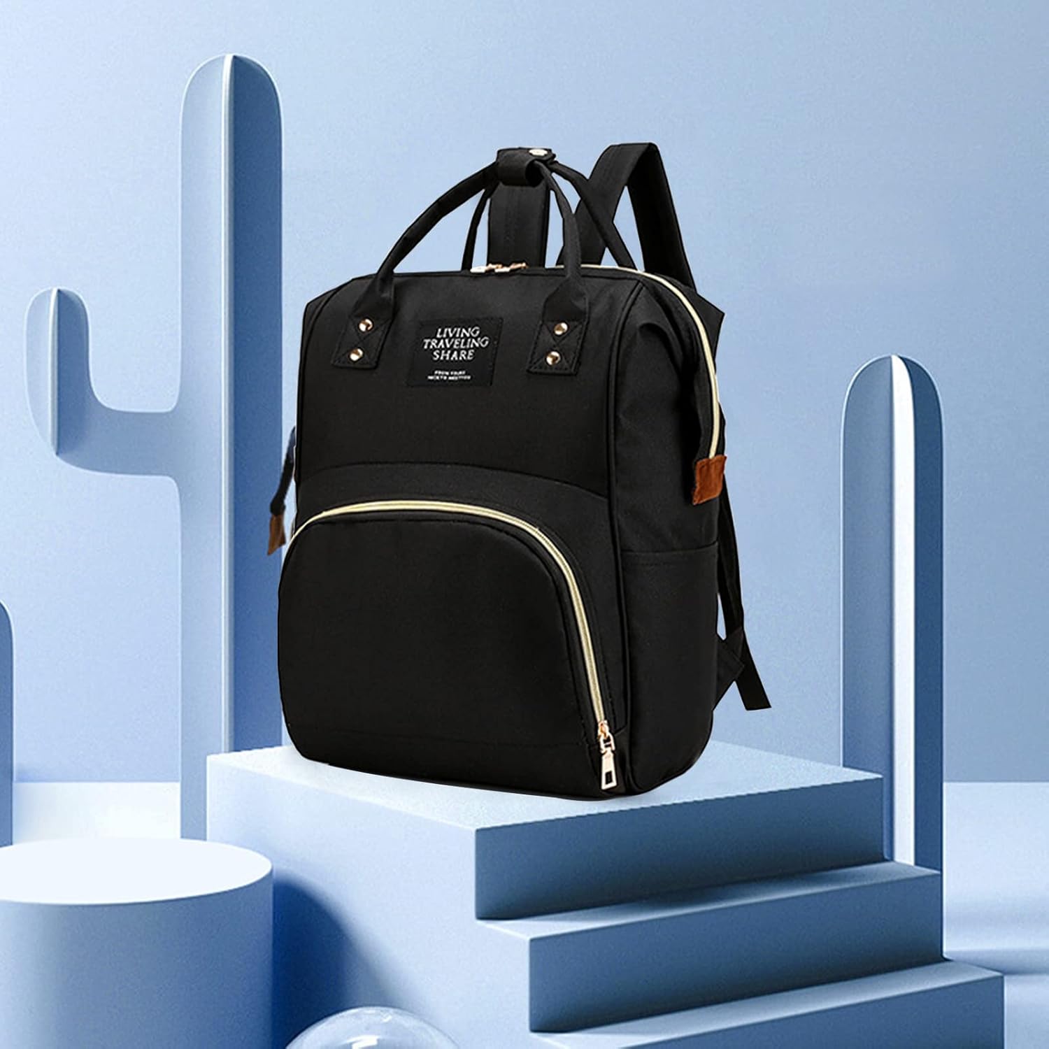 Timberer Diaper Bag with Organizing Pouches, Nappy Bags Handbag Multifunction Diaper Bag for Baby Care Travel Backpack Large Capacity Black