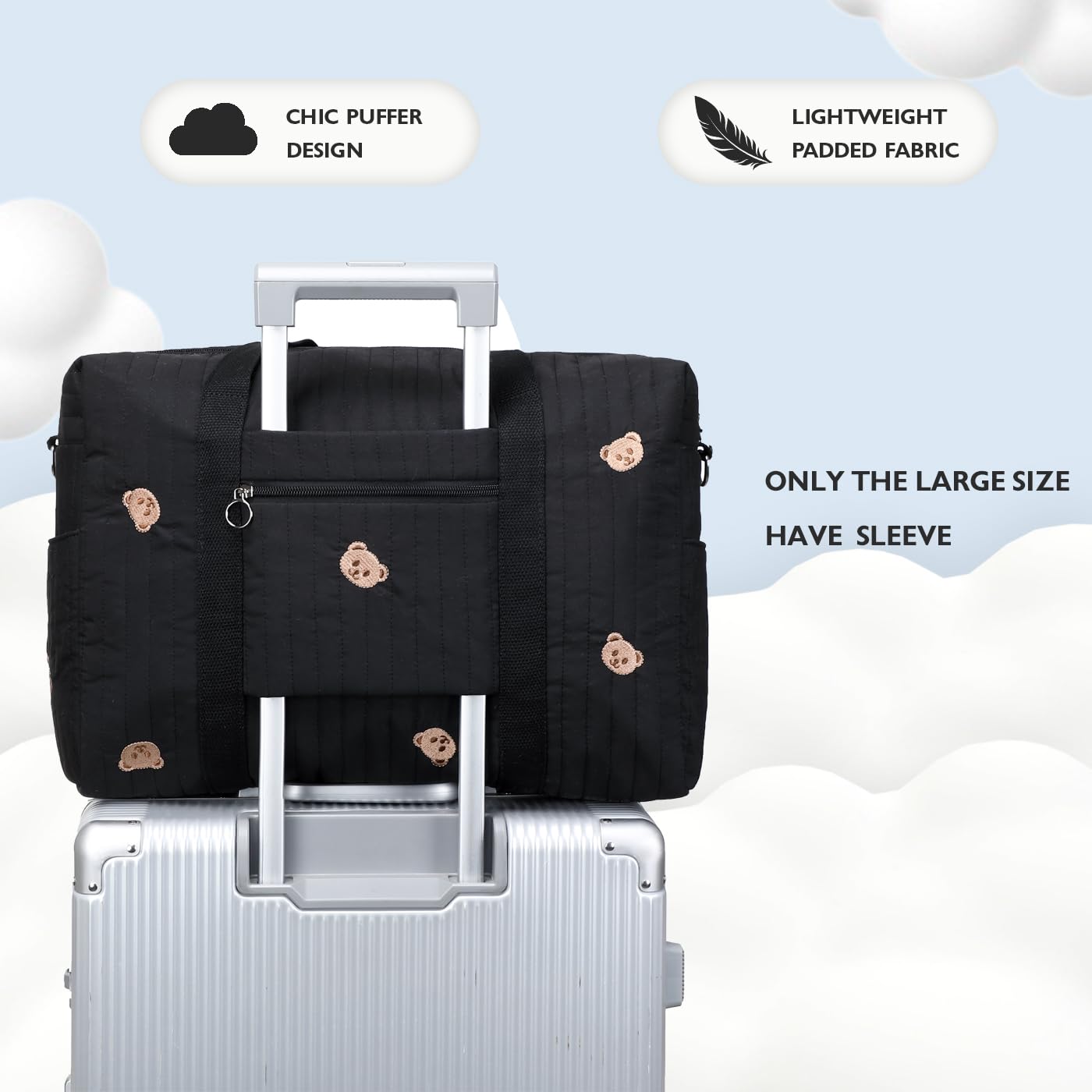 Alternative view of LORADI Diaper Bag Tote with Insulated Pockets and Stroller Hooks for Travel (Black-gold, Large)