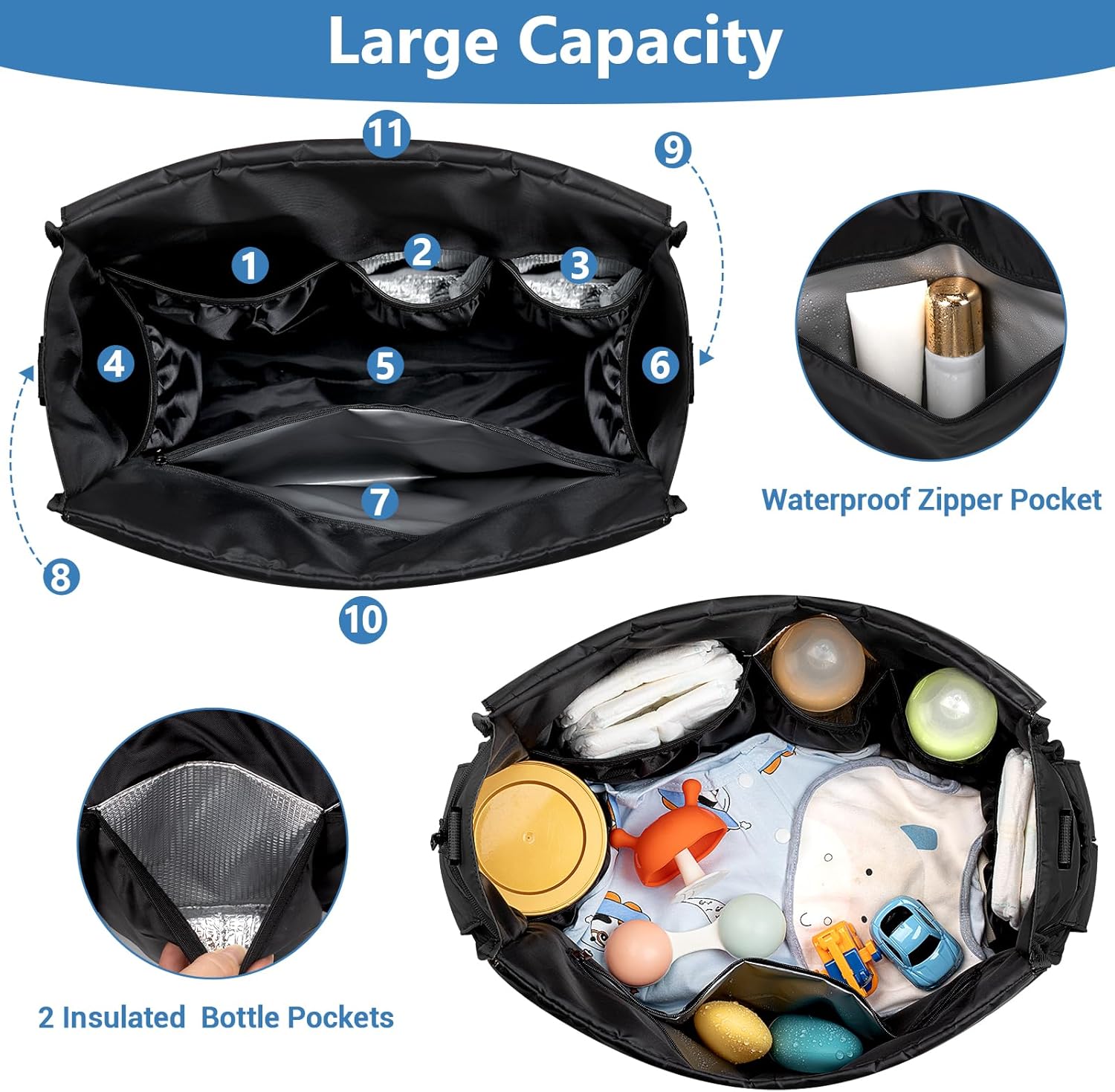 Alternative view of IBFUN Diaper Bag Tote for Baby - Large Baby Bag 4Pcs with Waterproof Changing Pad Pacifier Case, Travel Hospital Mommy Bag