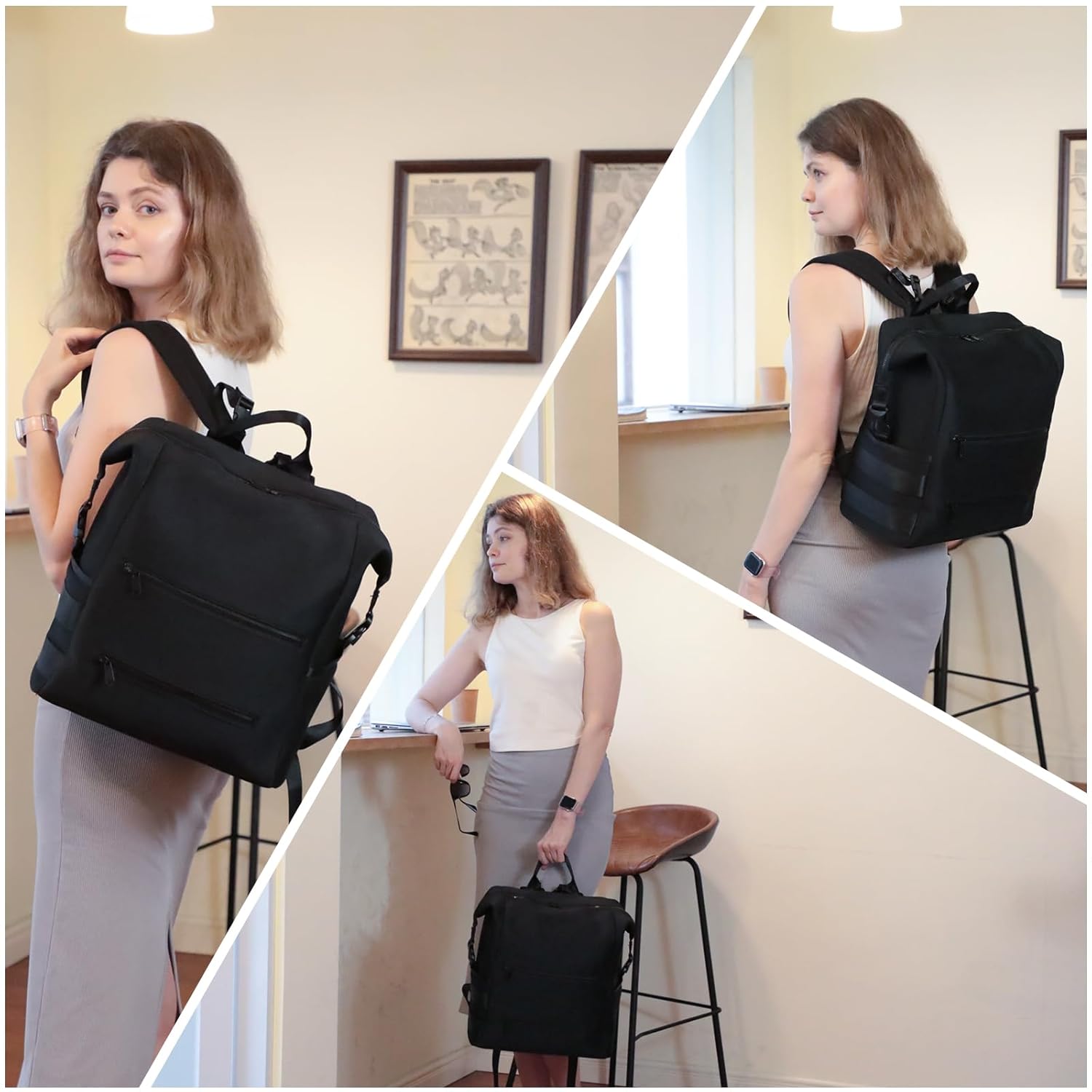 Alternative view of Omanmoli Diaper Bag Backpack,Large Neoprene Baby Bag for Boys Girls with 15 Diaper Bag Organizer,2 Insulated Pockets,Changing Pad,Stroller Straps,Black