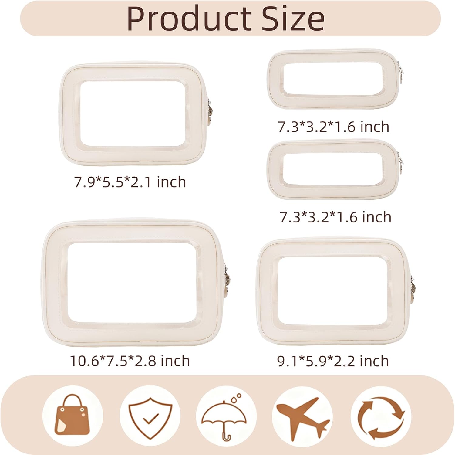 Alternative view of 5PCS Diaper Bag Organizer Pouch Set，Clear Organizer Bags,TSA Approved Toiletry Bag,Clear Waterproof Cosmetic Bags with Zipper,Purse Organizer Pouches,Travel Organizer Bags for Woman and Kids