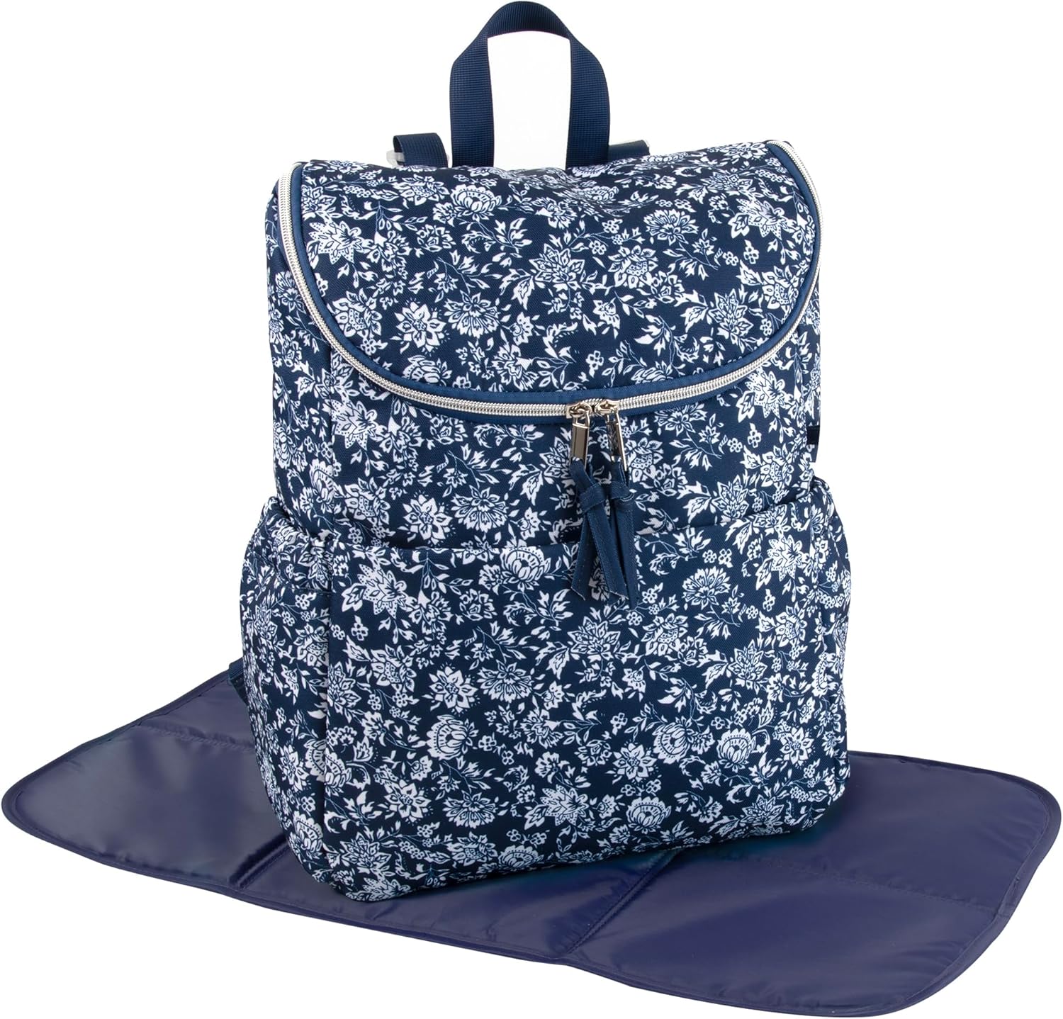 Alternative view of Multi-Function Floral Diaper Backpack and Travel Nappy Baby Bag with Changing Pad and Stroller Straps