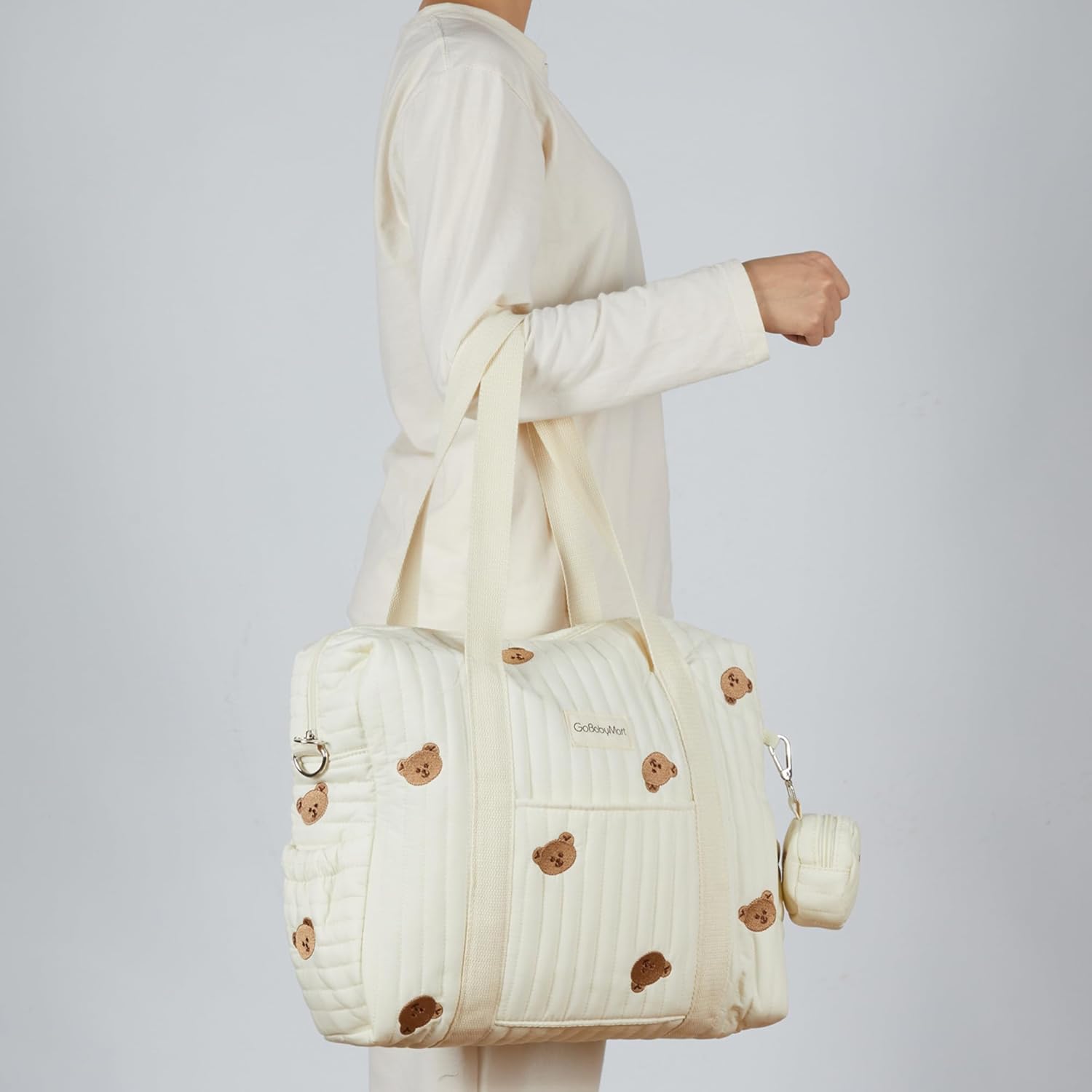 GOBABYMART 3pc Diaper Bag Tote Set, Hospital Bag for Labor & Delivery, Maternity Travel Bag with Changing Pad & Pacifier Case