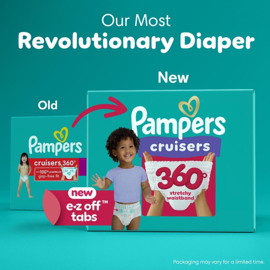 Pampers Diapers - Cruisers 360 - Size 7, 88 Count, Babyproof up to 100% Leakproof Pull-On Diaper