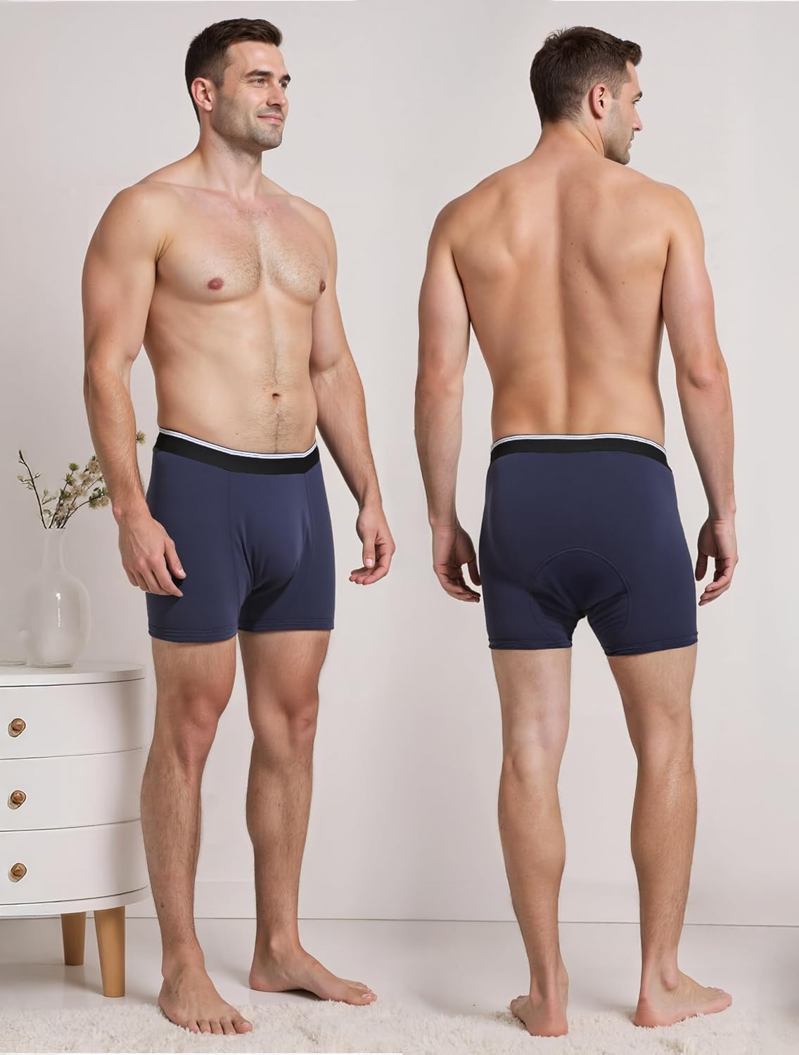 TIICHOO Incontinence Underwear for Men Washable Leakproof Boxer Briefs for Bowel Leakage Cotton Absorbent Underwear 5 Pack