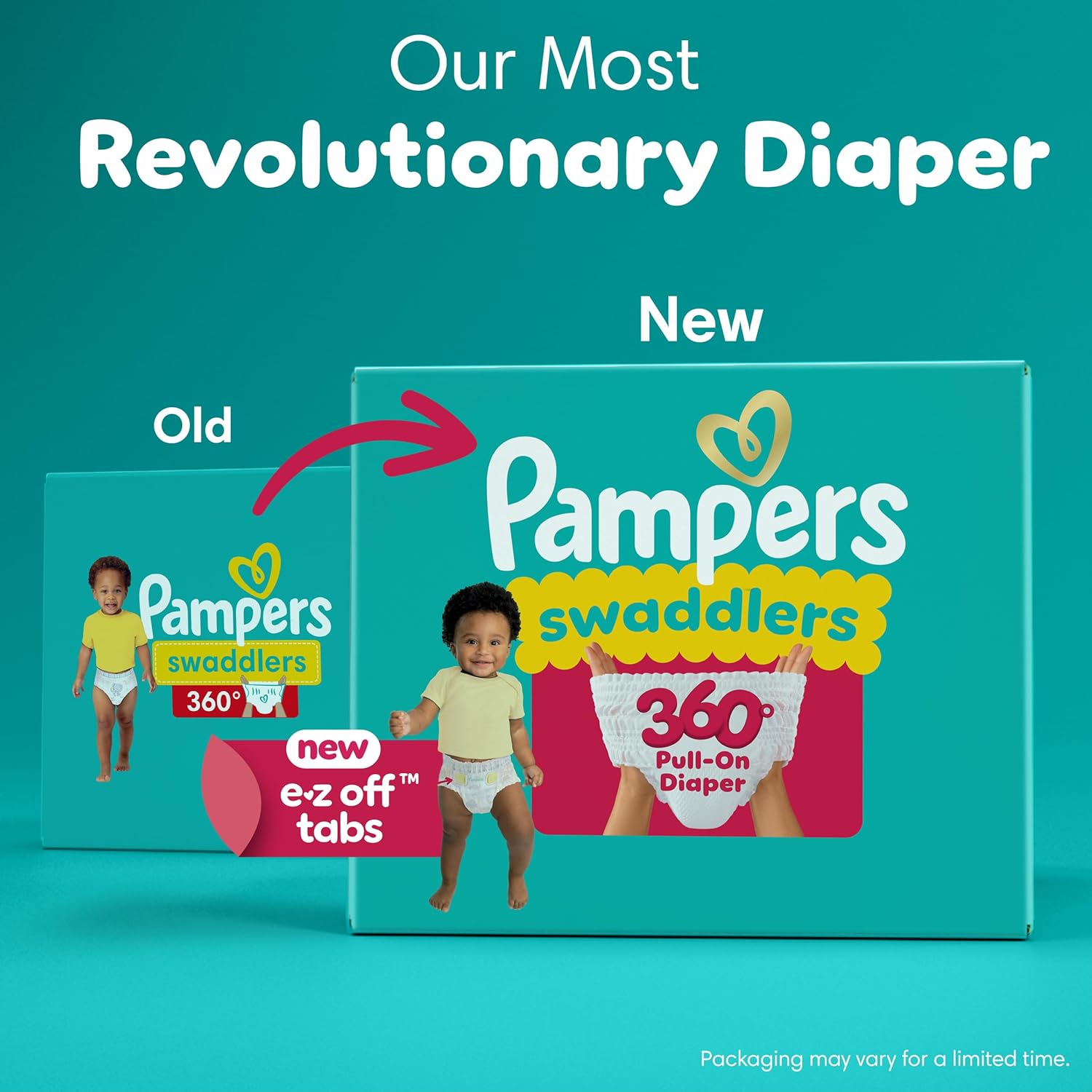 Alternative view of Pampers Diapers - Swaddlers 360° - Size 4, 132 Count, up to 100% Leakproof Comfy Dry Fit, Designed for Easy Changes, Pull On Baby Diaper (Packaging May Vary)
