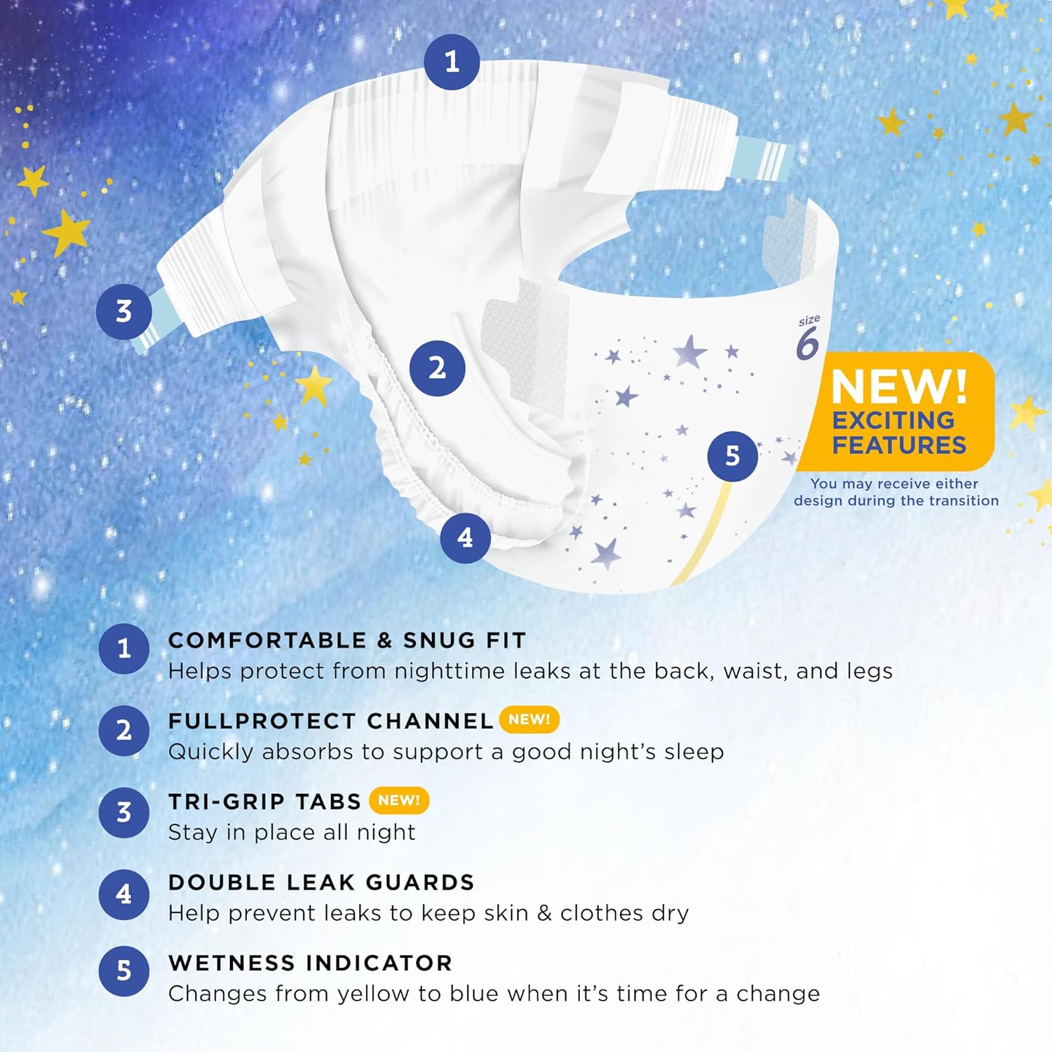 Amazon Brand - Mama Bear Overnight Diapers, Size 6, 54 Count