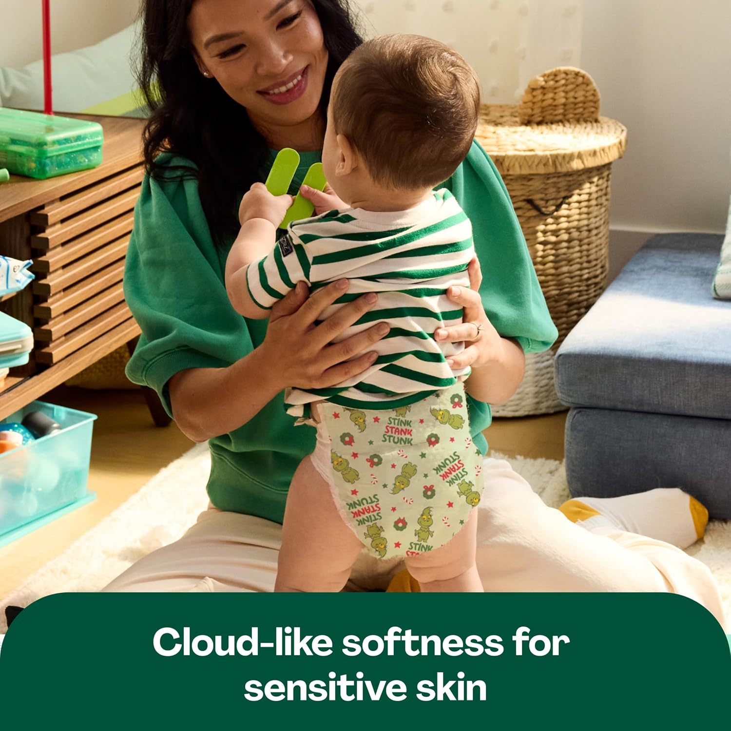 Alternative view of Hello Bello Diapers, Size 4 (22-37 lbs) Dr. Seuss Baby Grinch - 21 Count of Premium Disposable Baby Diapers, Hypoallergenic with Soft, Cloth-Like Feel