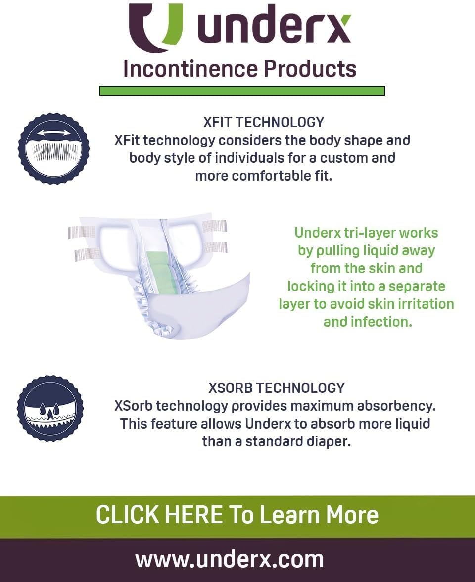 Alternative view of UnderX Xtreme Absorbency Adult Briefs - Maximum Absorbency - Heavy-Duty Overnight Briefs for Men and Women - Leak-Proof Protection - Comfortable, Latex-Free (Large) 10 PCS