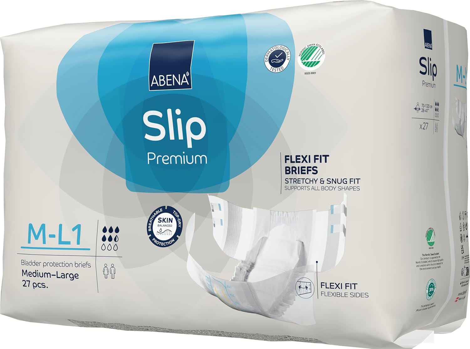 Alternative view of Abena Slip Flexi-Fit Premium Incontinence Briefs, Level 1, (Medium to Extra Large), Medium/Large, 27 Count