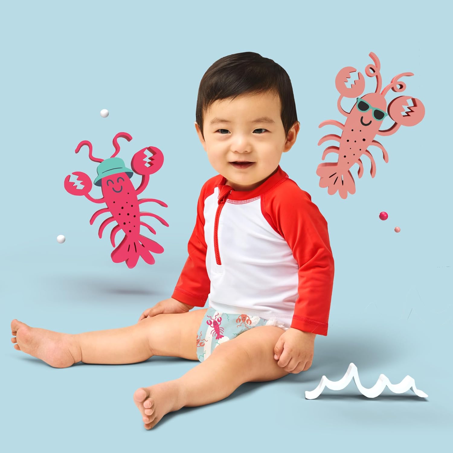 Alternative view of Hello Bello Premium Swim Diapers, Size S (16-28 lbs), Cute Extra-Bright Lobster Designs, 20 Count Jumbo Pack