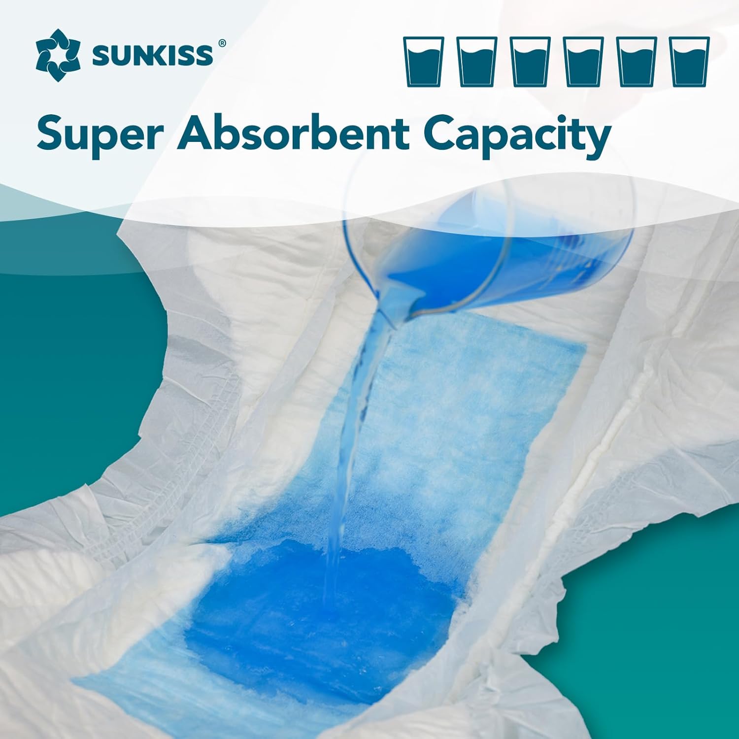 SUNKISS TrustPlus Overnight Adult Diapers with Ultimate Absorbency, Unisex Disposable Incontinence Briefs with Tabs for Men and Women, Odor Control, XLarge, 12 Count