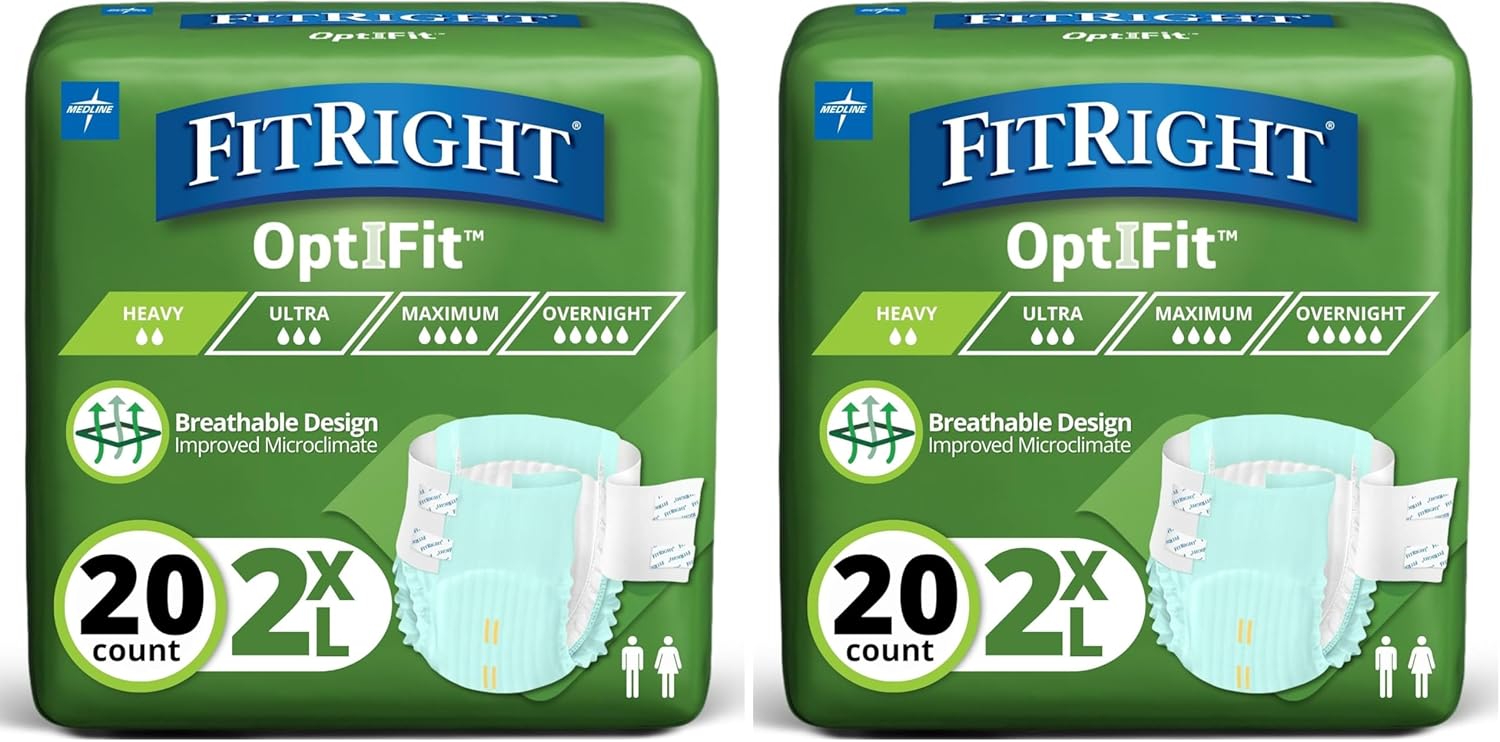 Alternative view of FitRight OptiFit Extra Adult Briefs, Incontinence Diapers with Tabs, Moderate Absorbency, 2XL, 60 to 70", 20 Count