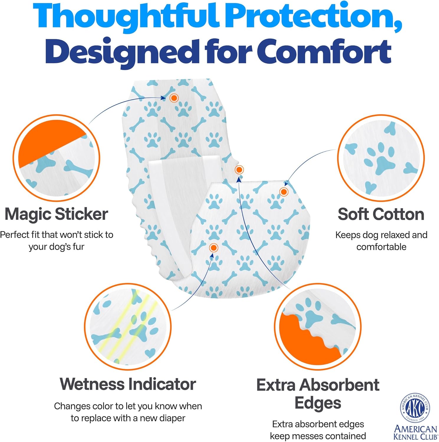 Alternative view of American Kennel Club Male Dog Wrap, Disposable Diapers with Wetness Indicator, Large, 50 Count