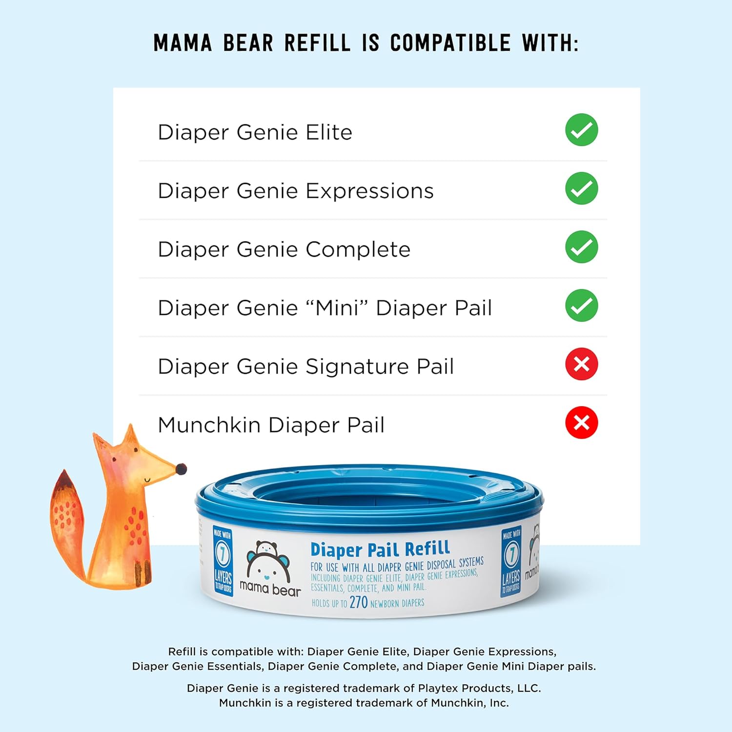 Alternative view of Amazon Brand - Mama Bear Diaper Pail Refills for Genie Pails, Unscented, 2160 Count (8 Packs of 270)