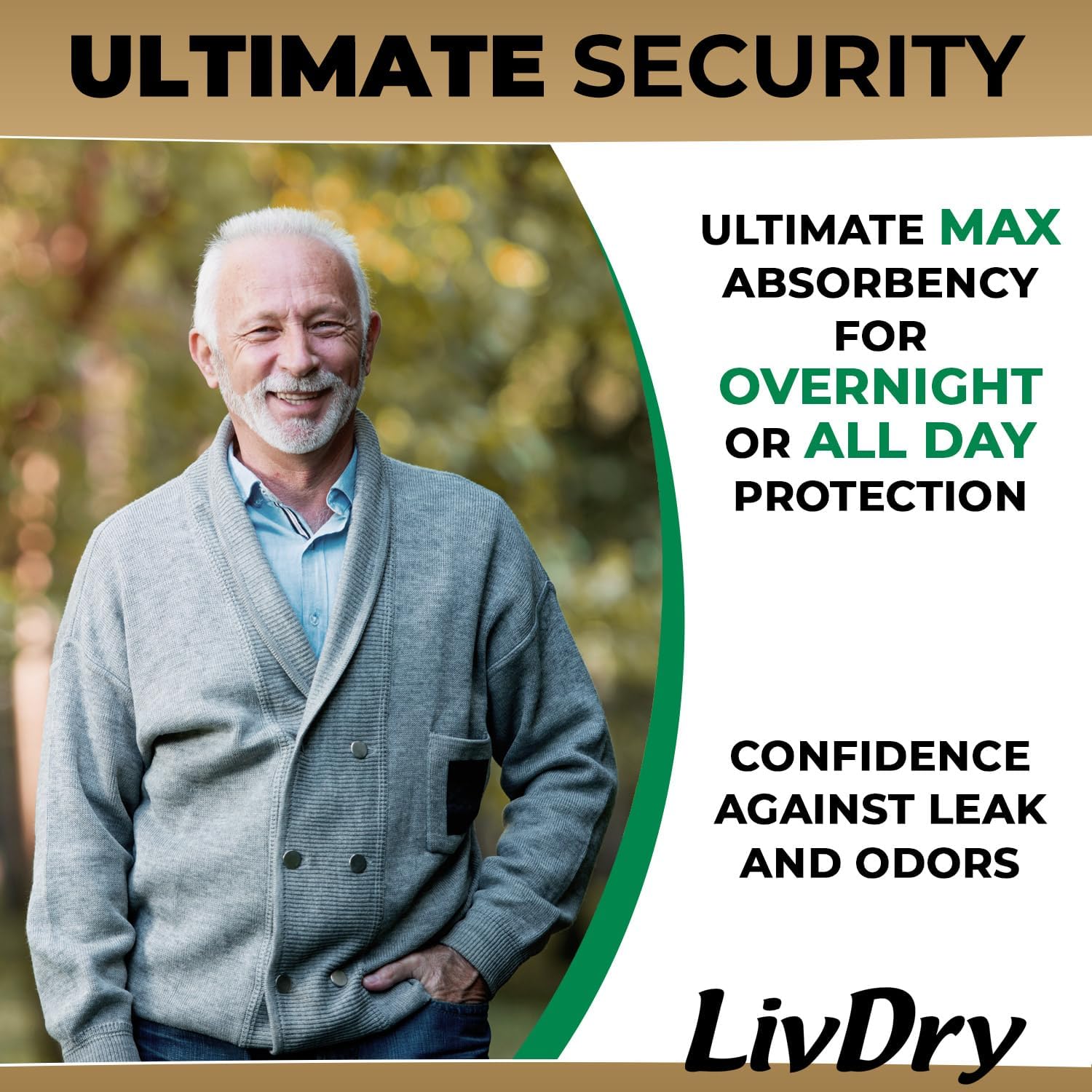 Alternative view of LivDry Mens Incontinence Underwear, Premium Adult Diapers for Men, Ultimate Max Protection, Large 14-Pack