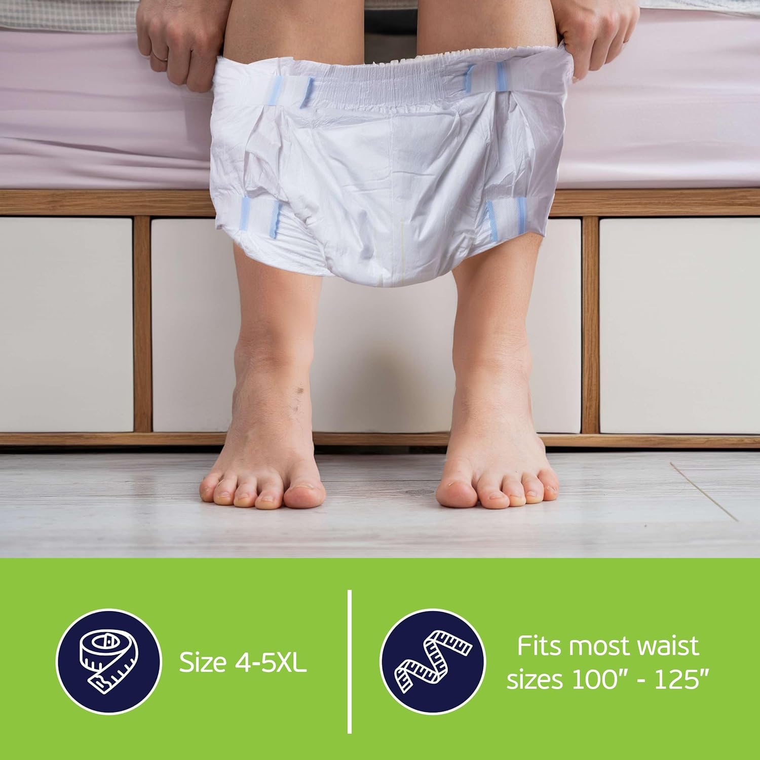 4-5xl Adult Diapers for Women and Men - 8 Bariatric Disposable Briefs with Tabs and Stretchable Side Panels - 100% Breathable with Maximum Absorbency