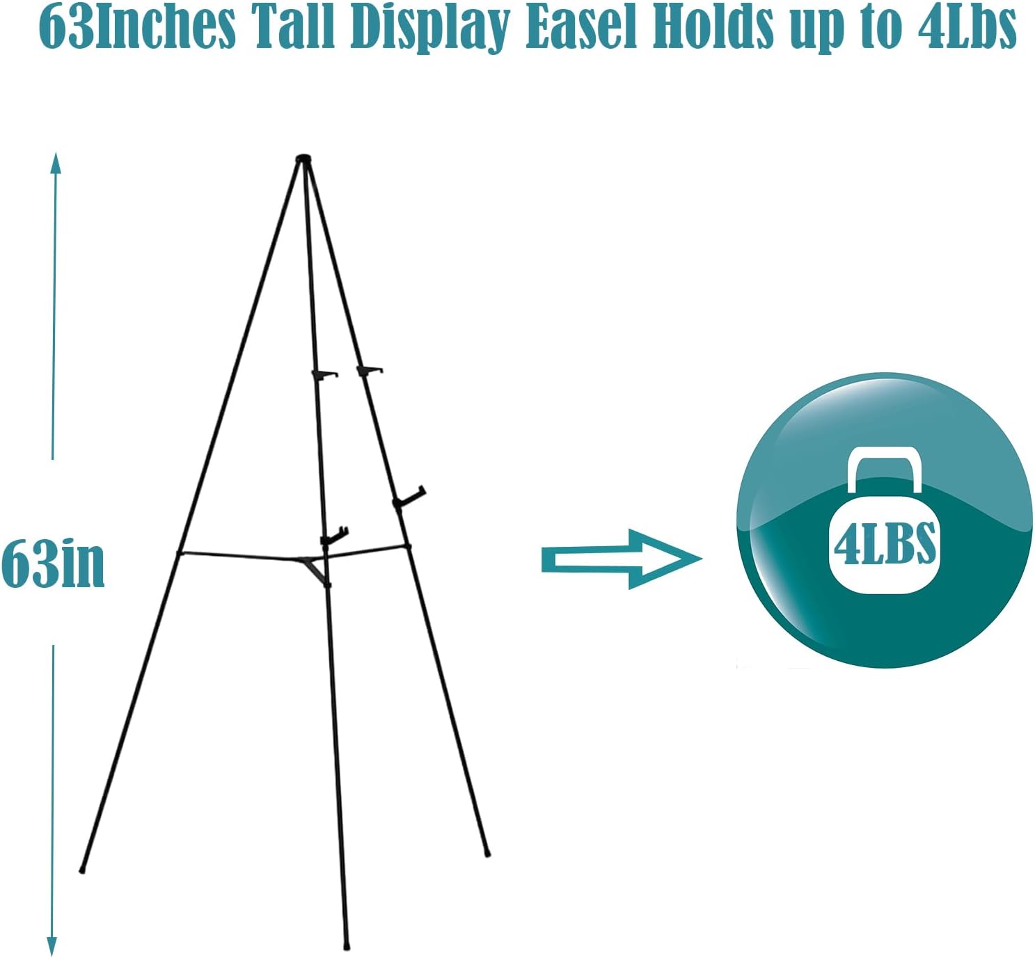 Alternative view of JIUYE 63" Tall Display Easel Stand for Wedding Sign Poster, Foldable and Adjustable Floor Metal Easels for Display Painting Arts,with Portable Bag,Holds 5 LBS (Black,6Pack)